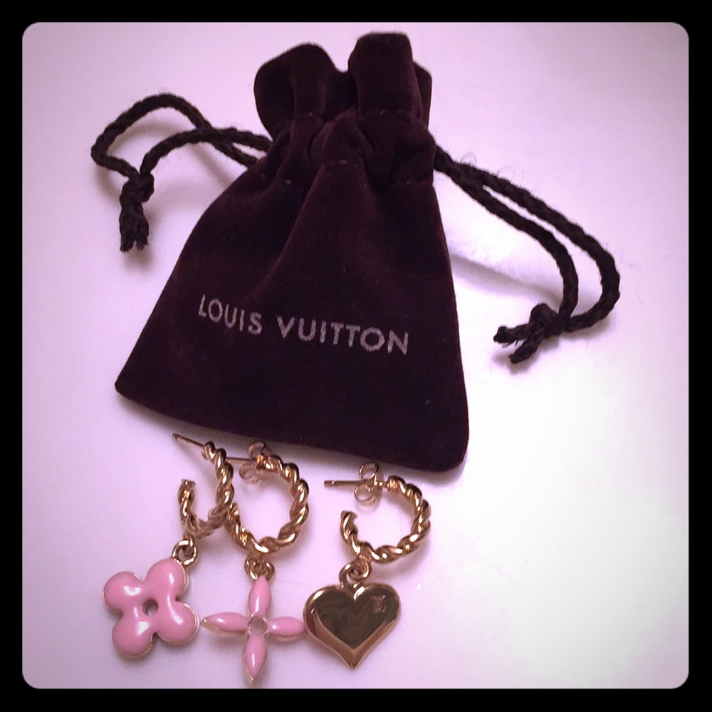 Louis Vuitton pink and gold earrings